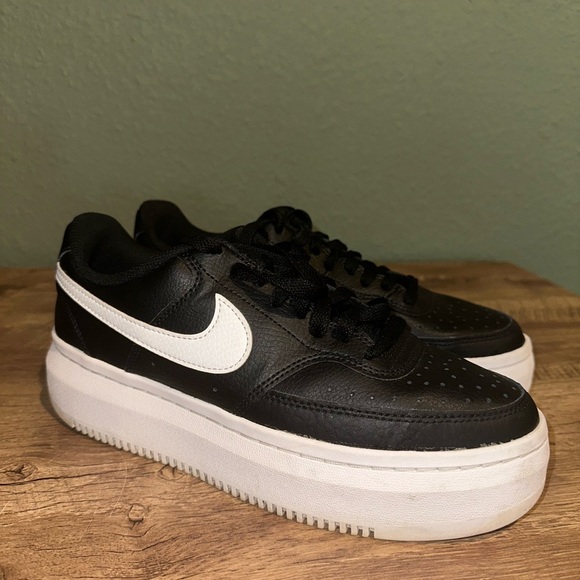 Nike Shoes - Nike Court Vision Alta LTR Leather Shoes Black White Women's Size 9 DM0113-002